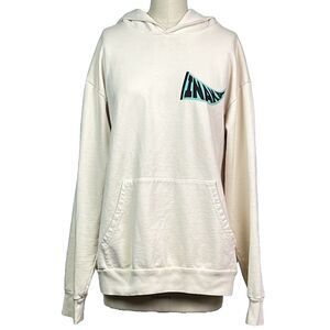 Inaka Power Performance Club Hoodie Sweatshirt Cream Black Teal Graphic Sz Large